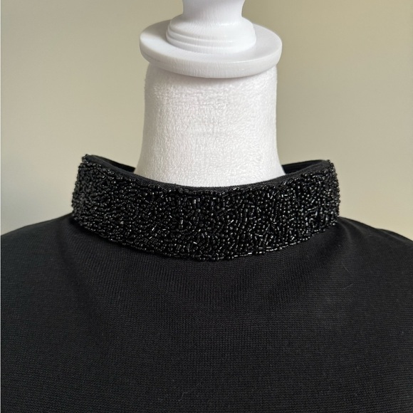 Talbots Black Turtleneck Sweater with Beaded Collar - Picture 1 of 8